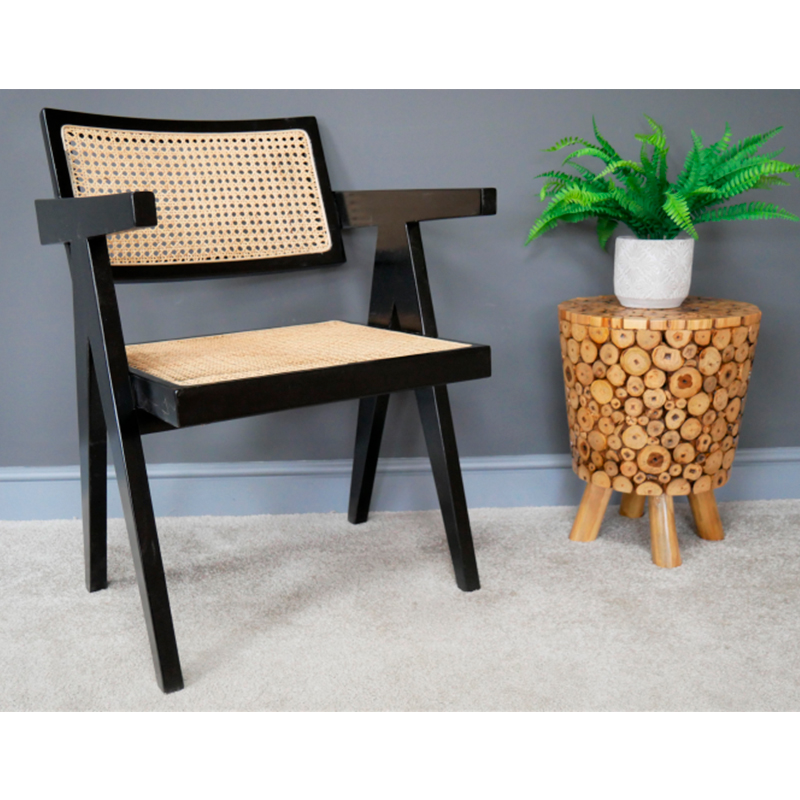 Black Wood & Cane Chair | Flora Furniture
